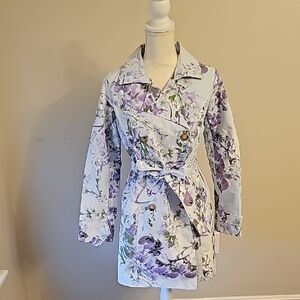 Floral Double-Breasted Trench Coat